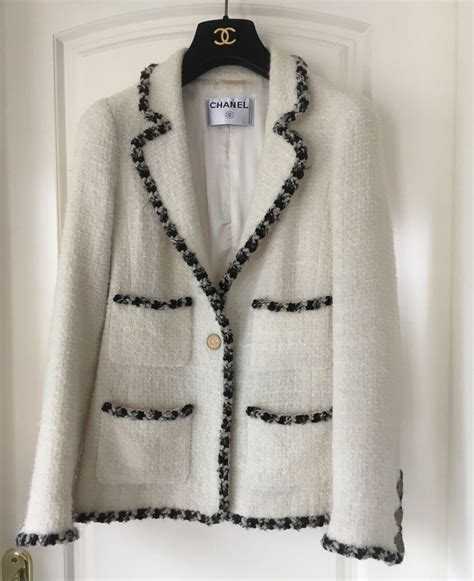 vintage chanel tweed blazer|chanel white tweed jacket.